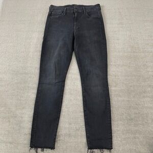 MOTHER Black Washed Ankle Crop Jeans